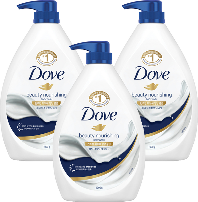 도브 뷰티 너리싱 바디워시, 1kg, 3개