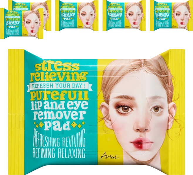 AriuL 艾藜兒 台灣公司貨 淨膚雙面眼唇卸妝棉, 55g, 6包, 30片