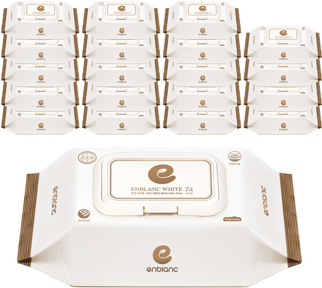 앙블랑 프리미엄 화이트 아기물티슈 캡형, 70g, 74매, 20세트