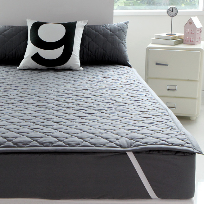 바숨 순면 누빔 침대 패드, 차콜