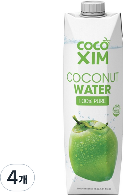 코코씸 100프로 퓨어 코코넛워터, 1L, 4개
