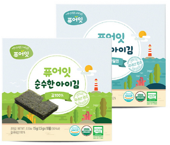 퓨어잇 순수한 아이김 김 100% + 김 & 천일염, 15g, 1세트