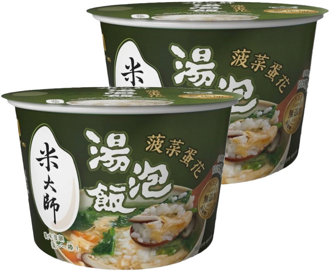 master mi 米大師 湯泡飯 菠菜蛋花, 129g, 2入