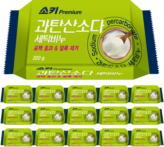 소키 프리미엄 과탄산소다 세탁비누, 200g, 16개