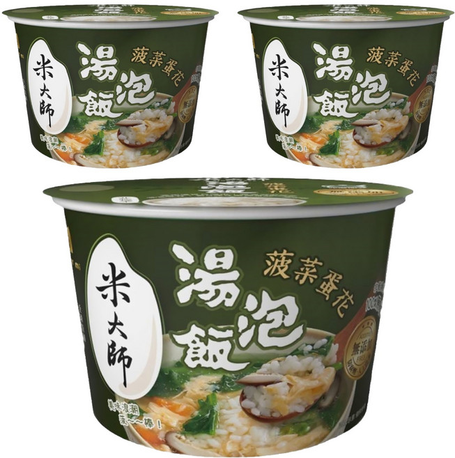 master mi 米大師 湯泡飯 菠菜蛋花, 129g, 3入