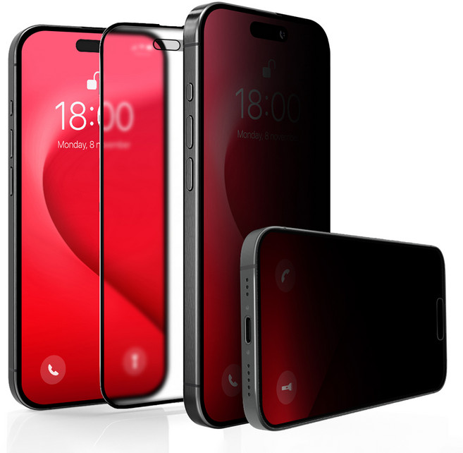 아이몰 아이폰 지문방지 전방향 360도 사생활 보호 풀커버 프라이버시 강화유리 액정보호필름, 1개