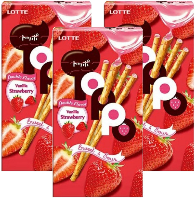Toppo 夾心棒 香草草莓口味, 40g, 3盒