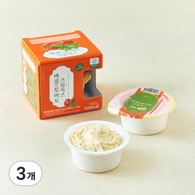 바질 & 토마토 크림치즈, 50g, 3개, 2개입