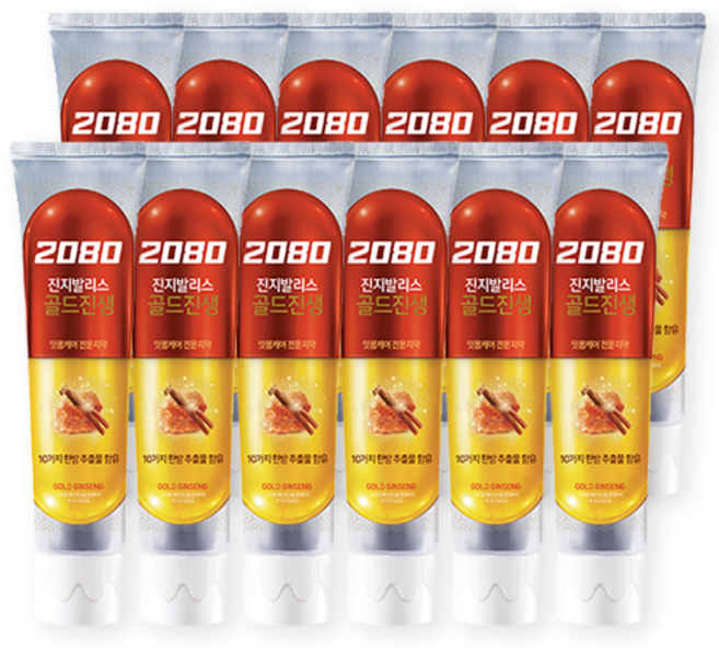 2080 진지발리스 골드진생 치약, 140g, 12개