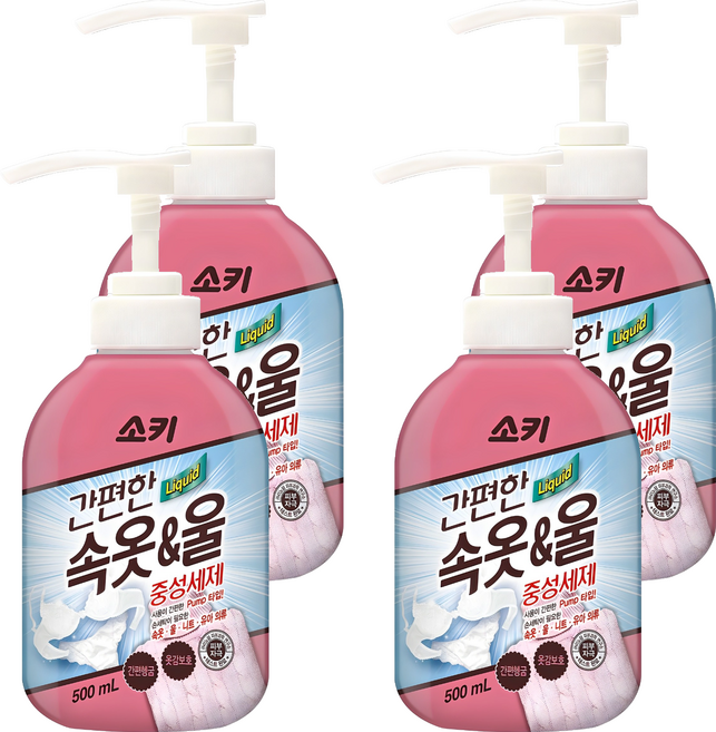 소키 간편한 속옷 울 중성세제 본품, 500ml, 4개