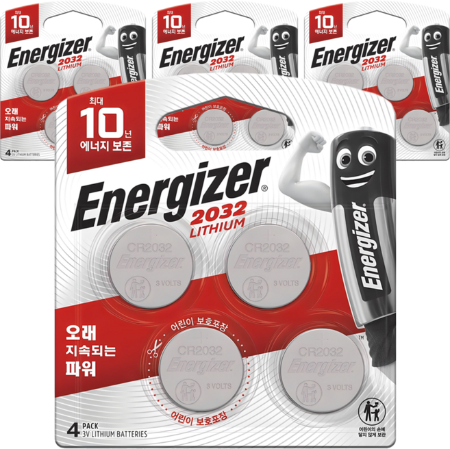 에너자이저 리튬 코인 건전지 CR2032, 4개입, 4개