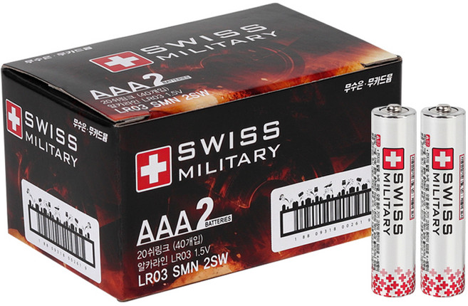 스위스밀리터리 알카라인 AAA건전지, 40개입, 1개