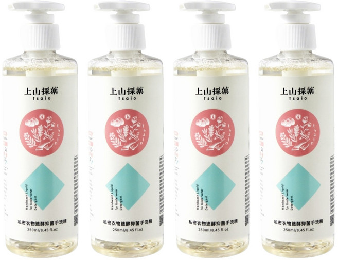 tsaio 上山採藥 私密衣物速酵抑菌手洗精, 250ml, 4個