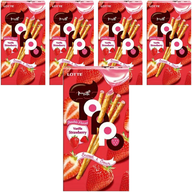 Toppo 夾心棒 香草草莓口味, 40g, 5盒