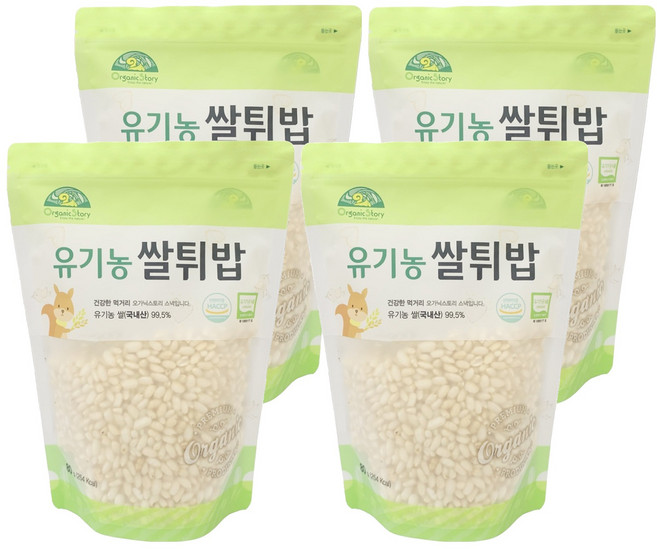 유아용 오가닉스토리 유기농 쌀튀밥, 쌀, 4개, 80g