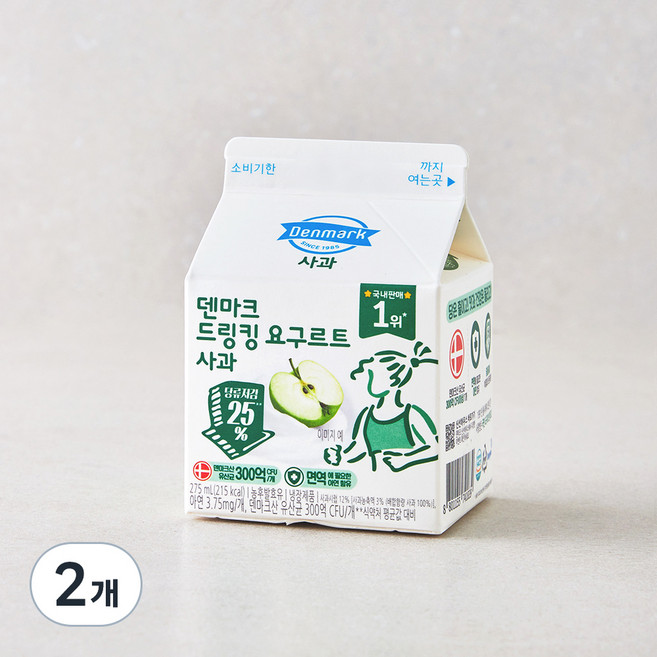 덴마크 드링킹 요구르트 사과, 275ml, 1개입, 2개