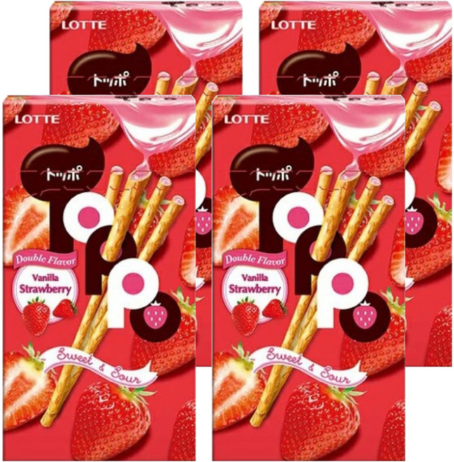 Toppo 夾心棒 香草草莓口味, 40g, 4盒