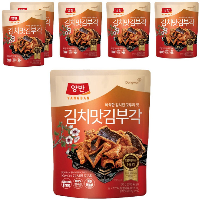 Dongwon 東遠 Yangban 兩班 泡菜味海苔脆片, 6個, 50g
