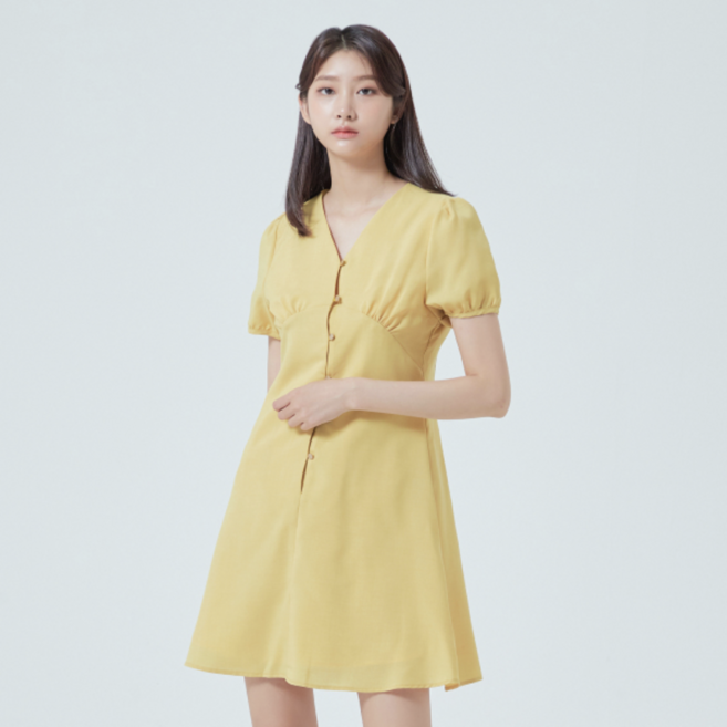 미쏘 셔링 퍼프 미니 원피스