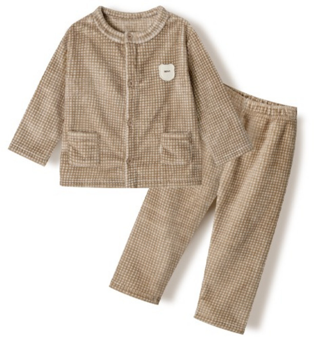 유니프랜드 체크베어 극세사 수면잠옷 상하의 세트