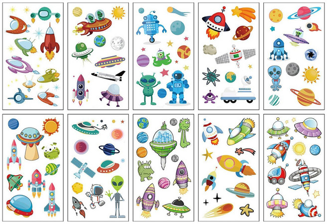 Yujin 兒童紋身貼紙 第2季 10件組, 1組, 宇宙世界