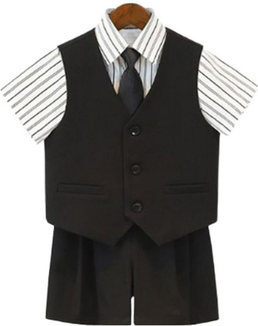 베베몽스토리 남아용 줄무늬 반팔 정장 세트