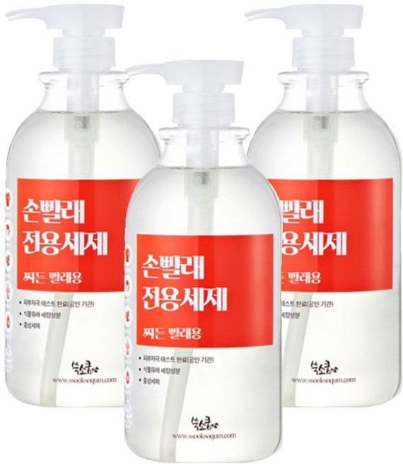 쑥소쿰 손빨래 전용세제 찌든빨래용 본품, 1L, 3개