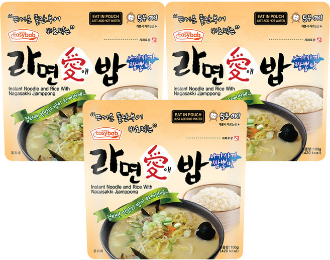 이지밥 라면애밥 나가사끼짬뽕맛, 3개, 100g