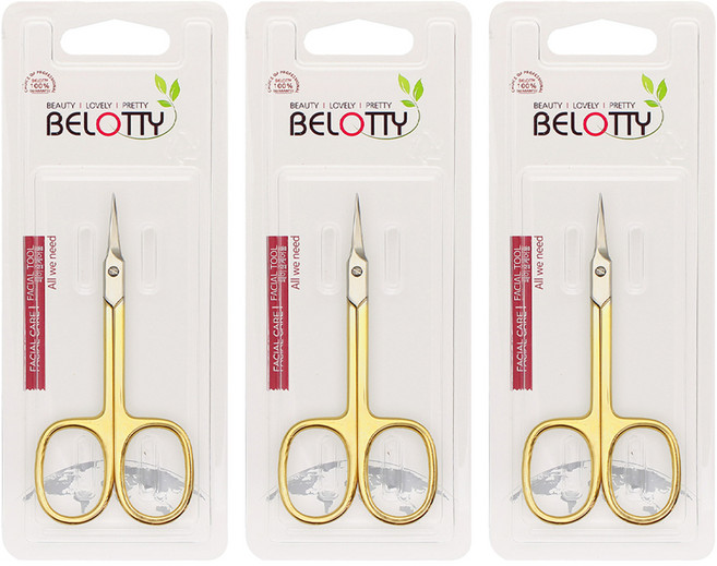 벨로티 이태리산 고급 큐티클 포인트가위, 골드, 3개