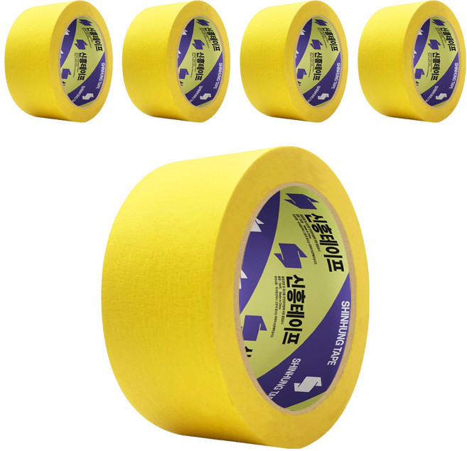 신흥테이프 마스킹 테이프 노랑 48mm x 40m, 5개