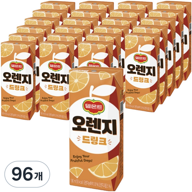 델몬트 드링크팩 오렌지, 190ml, 96개