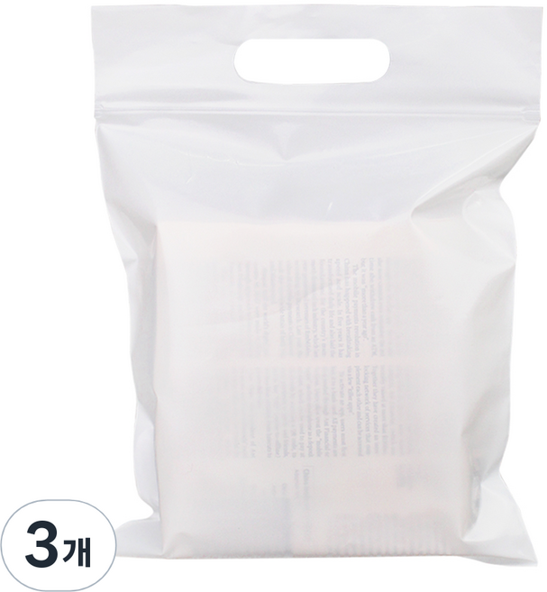 PE 지퍼 비닐쇼핑백 25호 25 x 30 + 5 cm 50p, 화이트, 3개