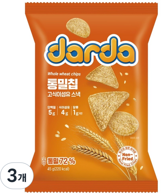 다르다 통밀칩, 45g, 3개