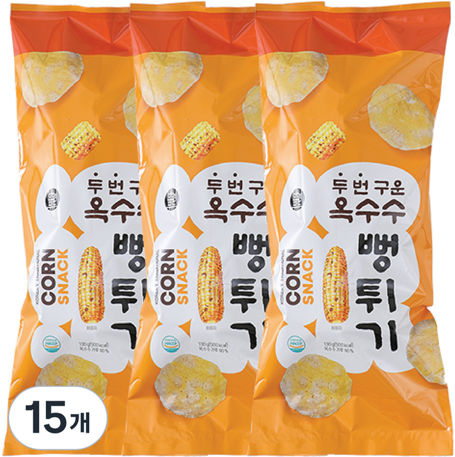 번영푸드 두번 구운 옥수수 뻥튀기, 15개, 130g