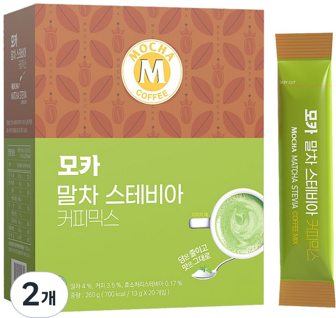 MochaC&T 摩卡抹茶甜菊糖三合一咖啡, 13g, 2個, 20入