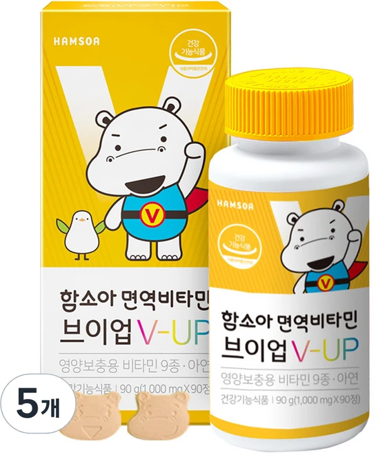 함소아 면역 비타민 브이업 1000mg, 90정, 5개 - 쿠팡