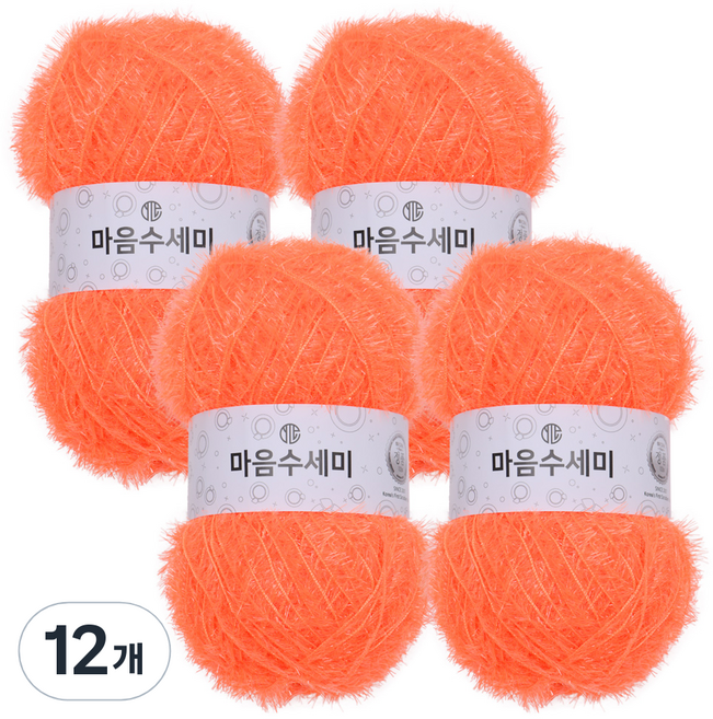연일섬유 마음수세미 펄 뜨개실, 14 비치오렌지, 12개