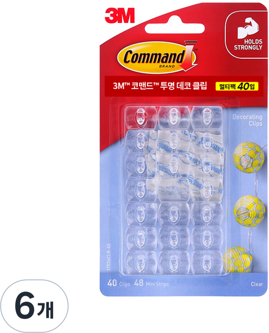 3M Command 無痕 裝飾夾 40入, 6個, 透明