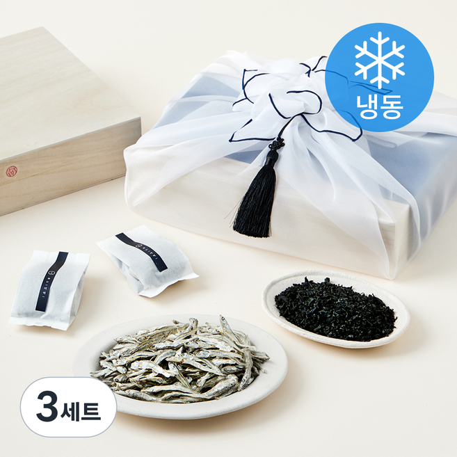 앵강마켓 남해 2호 죽방렴 멸치 대멸 300g + 미역 20g x 6개입 세트 + 쇼핑백 (냉동), 3세트