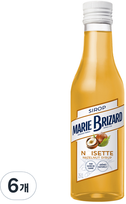 마리브리자드 헤이즐넛 시럽, 250ml, 6개