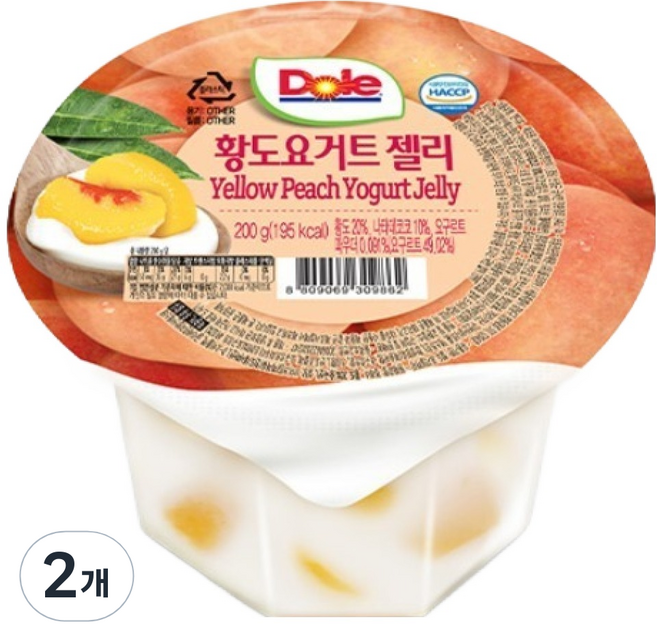 돌 황도 요거트 컵젤리 1개입, 200g, 2개