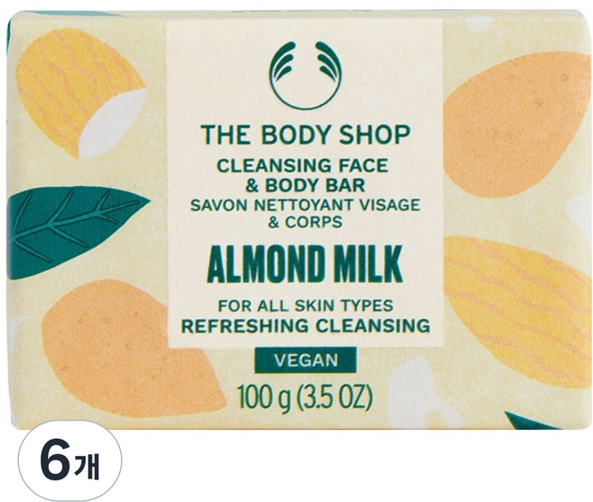 더바디샵 아몬드 밀크 클렌징 페이스 앤 바디 바, 100g, 6개