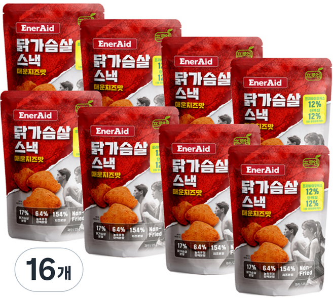 프로엠 닭가슴살 스낵 매운치즈맛, 16개, 25g