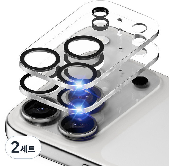 신지모루 빛번짐 방지 카메라 렌즈 강화유리 블랙링 액정보호필름 2p, 2세트