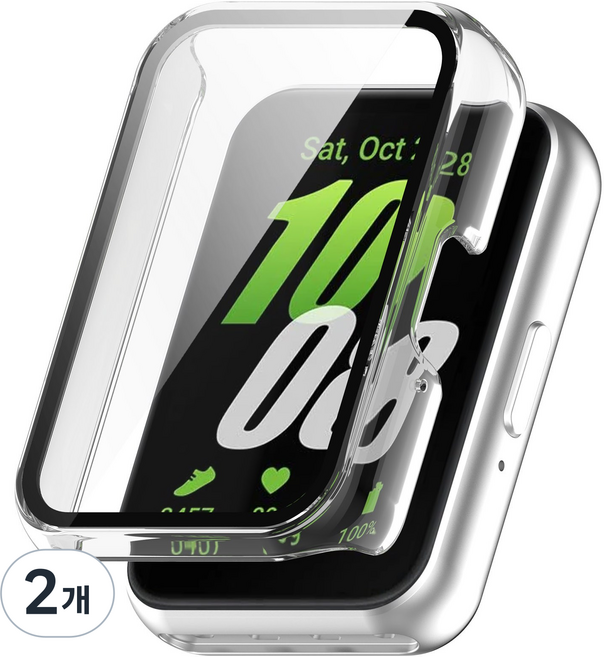 루아러블 갤럭시 핏3 액정보호 강화유리 필름 풀커버 케이스, 투명, 2개