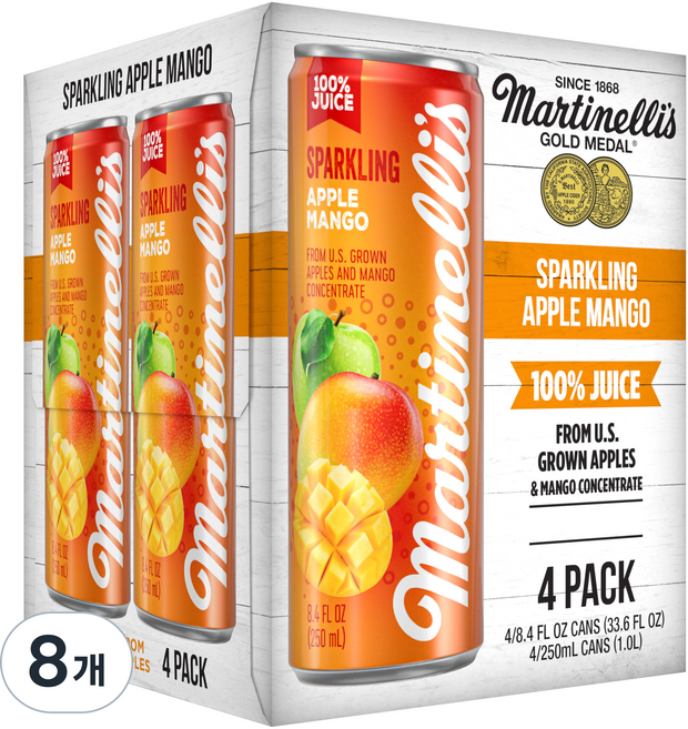 마르티넬리 스파클링 애플 & 망고주스, 8개, 250ml
