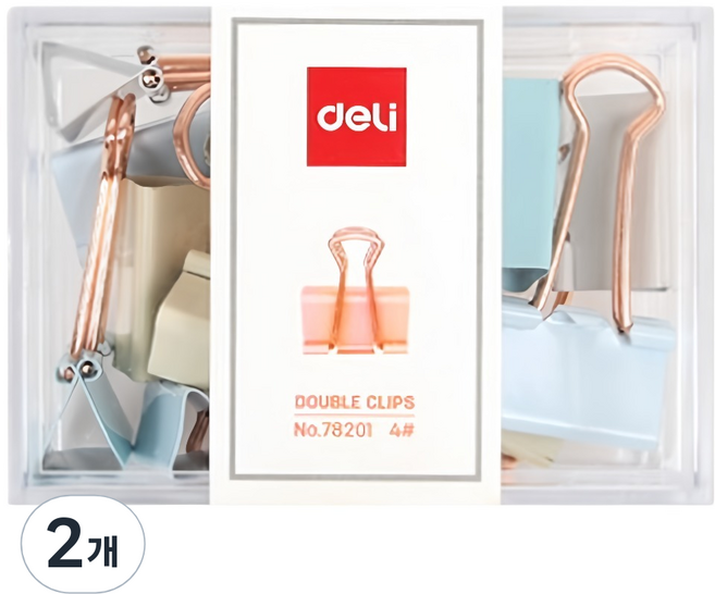 델리 강력고정 서류정리클립 파스텔컬러 더블클립 25mm, 중, 12개입, 2개
