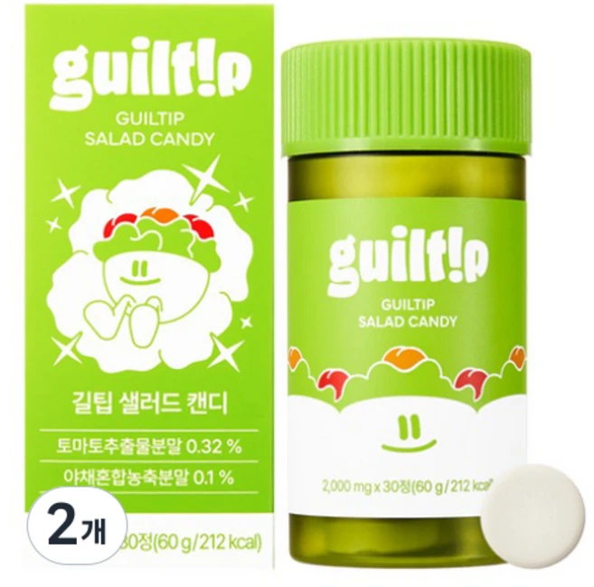길팁 토마토 분말 츄어블 샐러드 캔디, 60g, 2개 - 쿠팡
