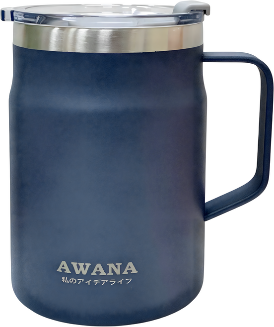 AWANA 304不鏽鋼手把辦公杯 AC-500, 1個, 黯藍色, 500ml