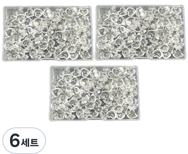 문구담 귀여운 하트모양 압정 세트 투명, 50개입, 6세트